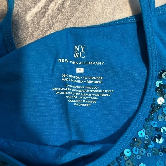 Blue tank too sequins medium thin strap spaghetti strap dressy casual - Picture 6 of 6